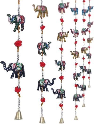 Deurhanger Olifanten - Wanddecoratie Set - Huis Verfraaien - Handgemaakt Design - Set van 2 - Multicolor