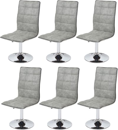 Set van 6 eetkamerstoelen MCW-C41, keukenstoel, in hoogte verstelbaar en draaibaar, stof/textiel MVG ~ vintage betongrijs