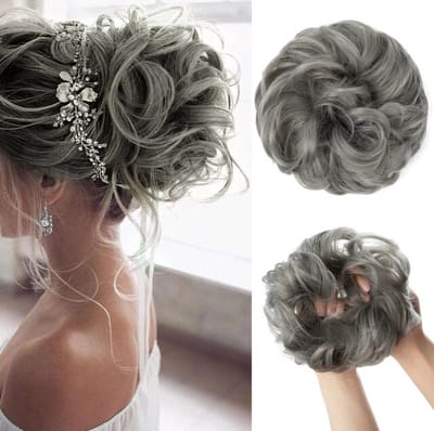 Jumada's - Hairbun Messy Bun Haarstuk Knot Hair Extensions 45 gram grijs grey