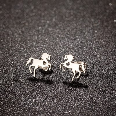 WeLoveSilver - oorstekers - zilverkleurig - paarden - chirurgisch staal - 10mm