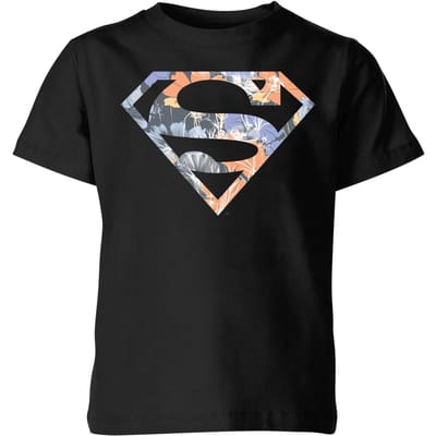 DC Originals Floral Superman Kinder T-shirt - Zwart - 98/104 (3-4 jaar)