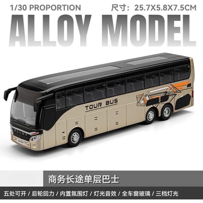 1:30 Zakelijke Lange Afstand Enkele Dekker Tourbus Legering Auto Model Geluid En Licht Pull Back Kinderspeelgoed Verzamelaarsobjecten Verjaardagscadeau