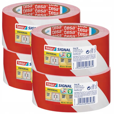 Tesa Signaaltape Wit-Rood 66m x 50mm - 4 st
