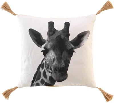 Decoratieve Kussen 40 x 40 cm Giraffe Design in Wit en Grijs met Grote Kussen Inclusief Rits en Vulling