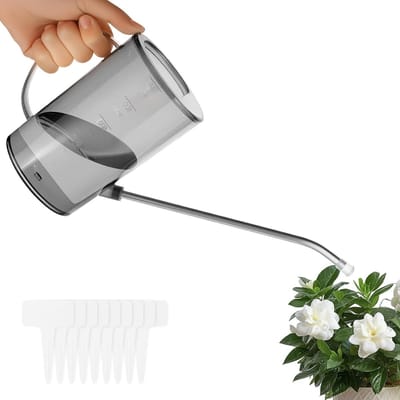 Praktische Gieter met Lange Tuit voor Binnenplanten, 1L Capaciteit, Ideaal voor Huishoudelijke Planten, Vetplanten en Bonsai Bloemen (Grijs)