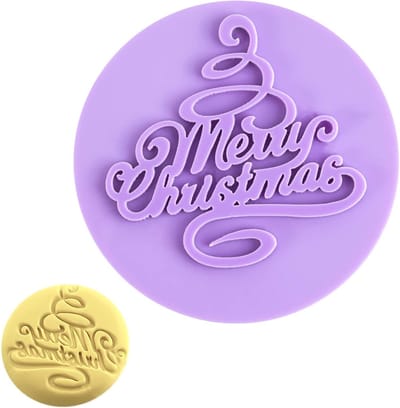 Ronde Koekjesvorm voor Kerstmis met "Merry Christmas" Motief, Ideaal voor Bakken en Decoreren van Feestelijke Koekjes, DIY Bakgereedschap voor Thanksgiving en Feestdagen