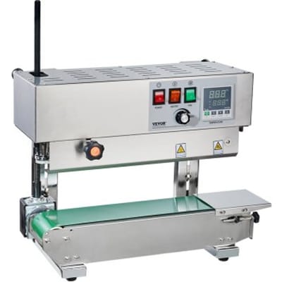 VEVOR Continue zakbandsluitmachine, 0,24-0,47 inch/6-12 mm sluitbreedte, verticale bandsluitmachine met digitale temperatuurregeling, roestvrijstalen zaksluitmachine voor 0,02-0,8 mm dikke plastic zakfolie