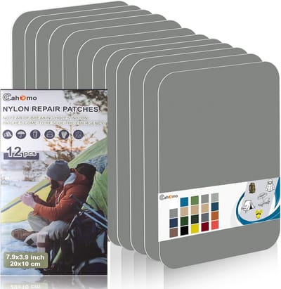 Zelfklevende Waterdichte Reparatiepatches Nylon voor Jassen, Tenten en Outdoor - 12 Stuks Grijs