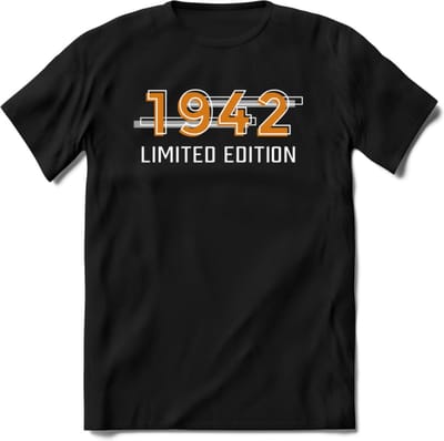 1942 Limited Edition T-Shirt | Goud - Zilver | Grappig Verjaardag en Feest Cadeau Shirt | Dames - Heren - Unisex | Tshirt Kleding Kado | - Zwart - L