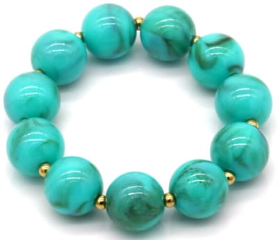 Elastische armband - RVS en acryl kralen - blauw - dames - trendy look