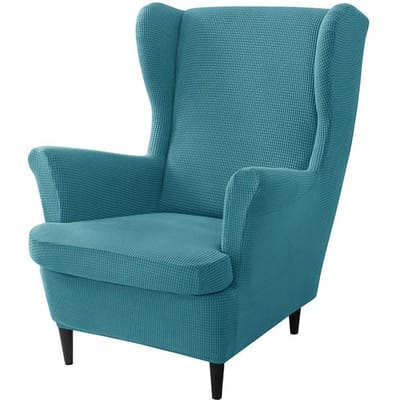 3-delige slipcover set voor hoge fauteuil met armleuningen en voetenbank, 2-delige rekbare jacquard hoekstoelhoezen met kussenhoes, bankbeschermer 2 pieces set