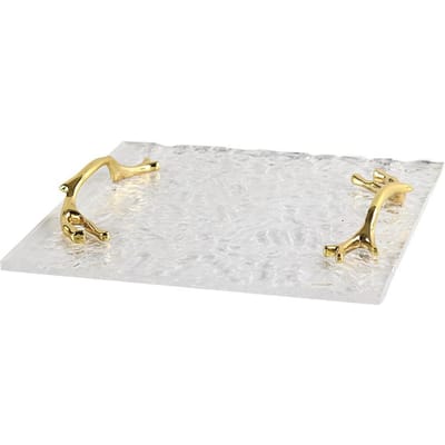 Lichte Luxe Creatieve Watergolf Doorschijnende Dienblad Ornamenten Club Villa Hotel Handvat Opbergdienblad Modelkamer Accessoires