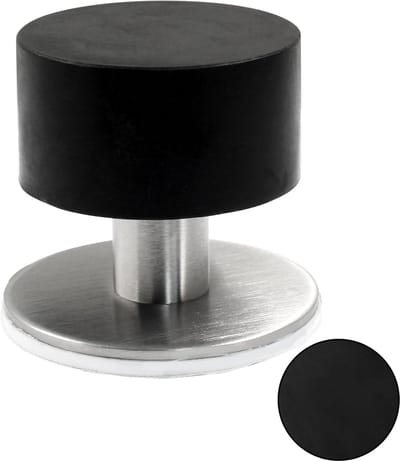 Zelfklevende Deurstopper RVS met Rubber Bumper - Zwart - Bescherming voor Muur en Vloer