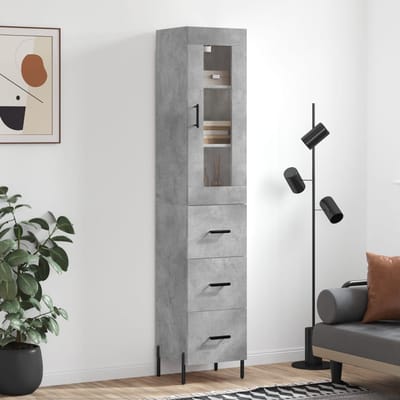 vidaXL - Hoge - kast - 34,5x34x180 - cm - bewerkt - hout - betongrijs