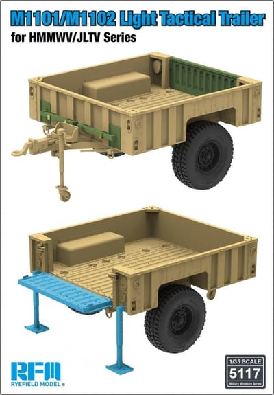 Rye Field Model Modelbouwpakket Militaire voertuigen - 5117 M1101/M1102 Lichte Tactische Aanhanger voor HMMWV/JLTV-serie Plastic - 1:35 - Modelbouw