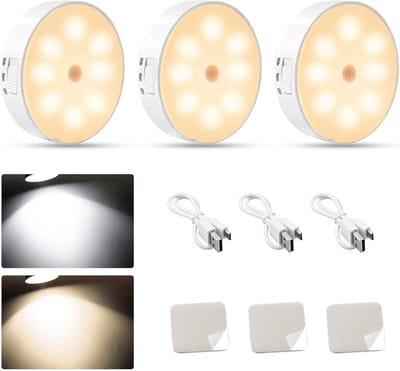 LED Kastverlichting met Bewegingsmelder - Oplaadbare Nachtlampen voor Trap, Hal, Slaapkamer en Keuken - Set van 3