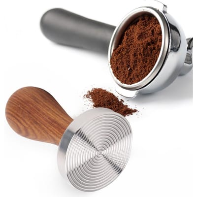 58mm Roestvrij Staal Koffie Tamper Houten Handvat Poederpers Tool Koffiewinkel Benodigdheden Schroefdraad Bodem brown