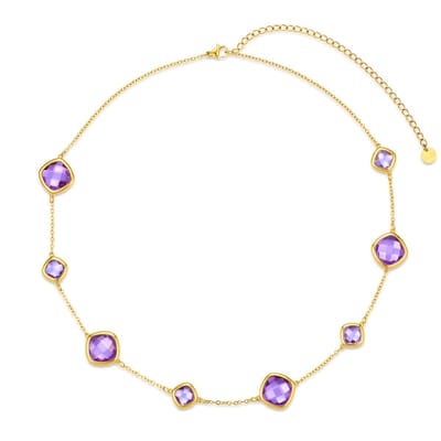 CO88 Collection - 8CN-26503 - Dames Ketting Rood Glasstenen - Stainless Steel - Cadeau