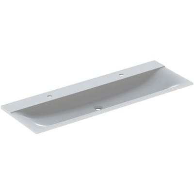 Geberit Xeno 2 - Dubbele wastafel 160x48 cm, 2 kraangaten, zonder overloop, alpine wit 500.279.00.1