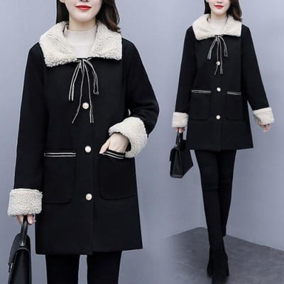 Grosse Sœur Vêtements d'Hiver Nouveaux Grande Taille Mode Femme Long Style Occidental Manteau Coréen Rembourré en Velours Vêtements d'Hiver. 3XL noir