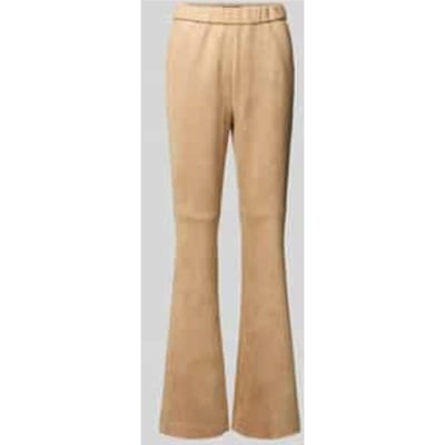 Flared fit stoffen broek in leerlook, model 'September'