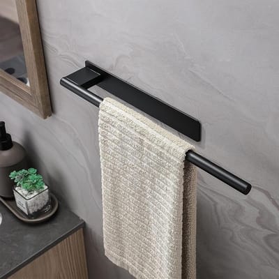Handdoekhouder roestvrij staal zwart mat - zelfklevende handdoekhouder wandmontage - badkamer keuken