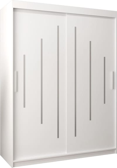 InspireMe - Kledingkast met 2 schuifdeuren, Modern-stijl, Een kledingkast met planken (BxHxD): 150x200x62 - MALTESE 150 Wit Mat