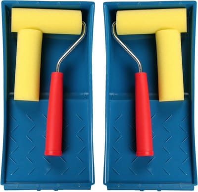Benson Verfroller - 2x stuks - met bak en beugel - 10 cm - extra fijn - schilderset