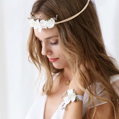 PartyDeco - Sieraden - Corsage Wit