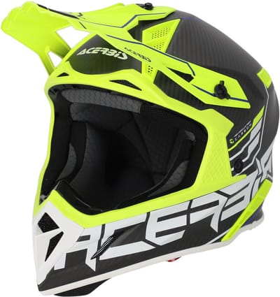 Acerbis Steel Carbon 2023 Zwart Gele Crosshelm - Helm