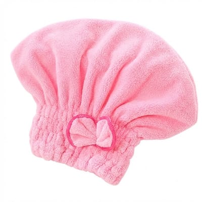 Roze microvezel haarhanddoek voor dames – sneldrogende haarmuts met elastische band en strik douchecap douche muts– zacht bad accessoire voor na het douchen