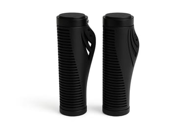 Handvat - handgreep - voor fiets - zwart - diameter 22 mm - rubber met aluminium - 2 stuks links en rechts