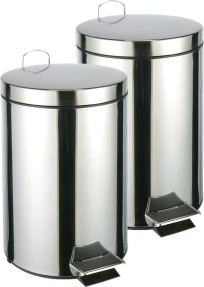 RVS pedaalemmer/vuilnisbak 40 cm 12 liter - 2x - Afvalemmers badkamer/toilet/keuken