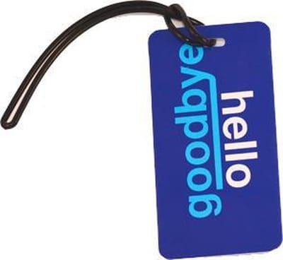 Kofferlabel / bagagelabel Hello Goodbye met QR-code