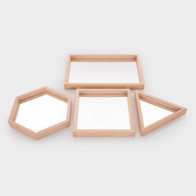TickiT houten spiegeltrays educatief speelgoed FSC 100% vormen.