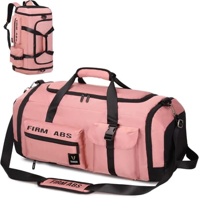 Ruime reistas voor dames en heren - 65L sporttas met schoenenvak en nat droogvak voor reizen, sport en fitness in roze