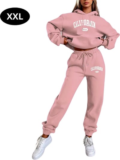 Livano Joggingpak Dames - Huispak - Volwassenen - Trainingspak - Comfortabel - Jogging Pak - Joggingsbroek - Roze - XL