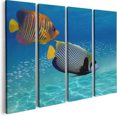 Artaza Canvas Schilderij Vierluik Twee Tropische Vissen in de Rode Zee - 80x60 - Foto Op Canvas - Canvas Print