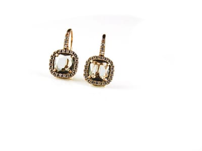 model Classic oorringen in zilver roze verguld gezet met blauwe steen en cubic zirconia