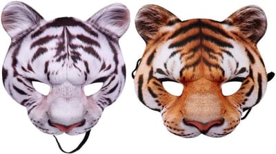 Set van 2 Tijger Maskers voor Halloween - Dierenmasker Cosplay Accessoires voor Feest en Verkleedpartijen