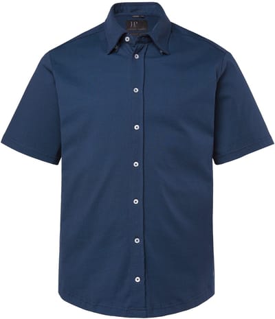 JP 1880 - Heren - jersey overhemd korte mouw verborgen buttondown-kraag tot 8XL - Navy blauw - Maat 4XL