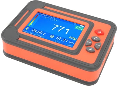 CO2 Meter - Luchtkwaliteit Sensor - Binnenklimaat Monitoren - Data Logging Functie - 6000 Datasets - Rood