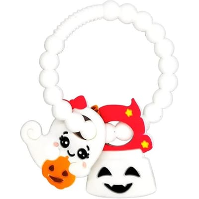 1/2 Pièces Grand Hochet Citrouille Mignon Lutin Spectres Anneau Hochet Silicone Hochet Bébé Hochet Halloween Cadeau Halloween pour Nourrisson white