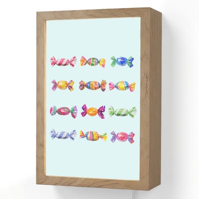 Wandlamp 20x30 cm - Oplaadbaar - Snoepjes - Realistisch - Kleurrijk - Wandlampen binnen woonkamer - Slaapkamer lamp met kabel - Decoratieve nachtlamp - Vloerlamp snoer