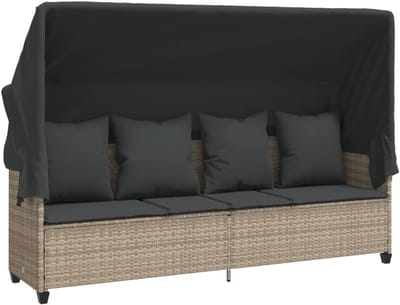 Ligstoel met dak - Zonnebed Chaise longue - Ontspannen in de tuin - Verstelbare rugleuning en voetensteun