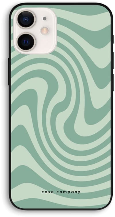 Case Company® - Hoesje geschikt voor iPhone 12 hoesje - Swirl Groen - Biologisch Afbreekbaar Telefoonhoesje - Bescherming alle Kanten en Schermrand