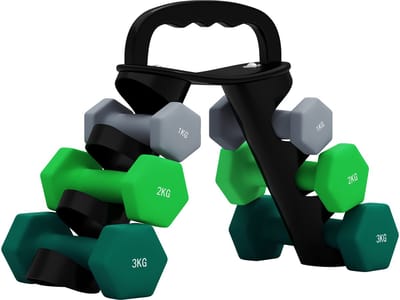 Sportnow Halterset-Metaal, Kunststof-42L x 10B x 30H cm-Grijs+Groen+Turkoois