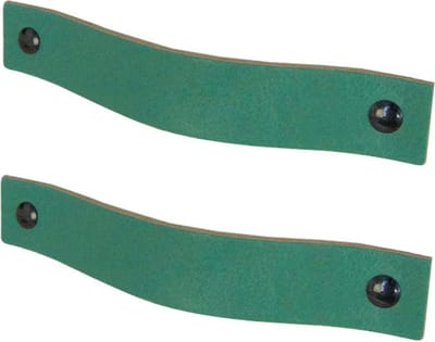 2x Leren handgrepen 'platte greep' XS - ZEEGROEN (12,6 x 2,5 cm) - incl. 3 kleuren schroefjes (handgreepjes - leren grepen - greepjes - leren lusjes)