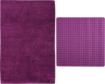 MSV Douche anti-slip/droogloop matten - Napoli badkamer set - rubber/polyester - paars