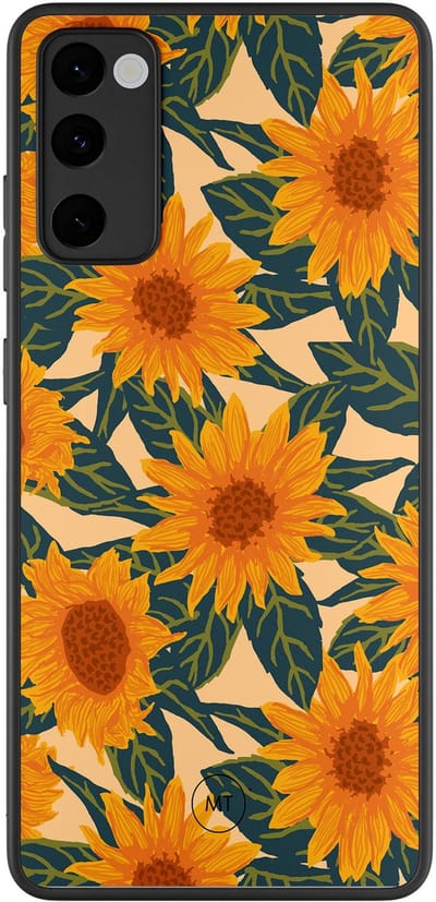 Hoesje geschikt voor Samsung Galaxy S20 FE - Zonnebloemen - TPU Hard Case Backcover - Oranje - Mooie Telefoonhoesjes